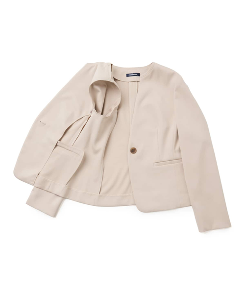 ウォッシャブル】ストレッチ ノーカラー1釦ジャケット