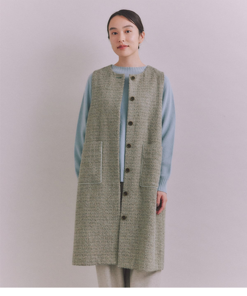 Mixcolor Tweed ロングジレワンピース｜ニューヨーカーの