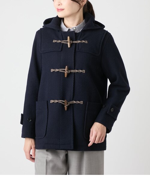 新品 定価3.9万円 バーバリー 木製トグル付き ショートダッフル 紺8Y128 ウールバスケット ショートダッフルコート｜ニューヨーカーの