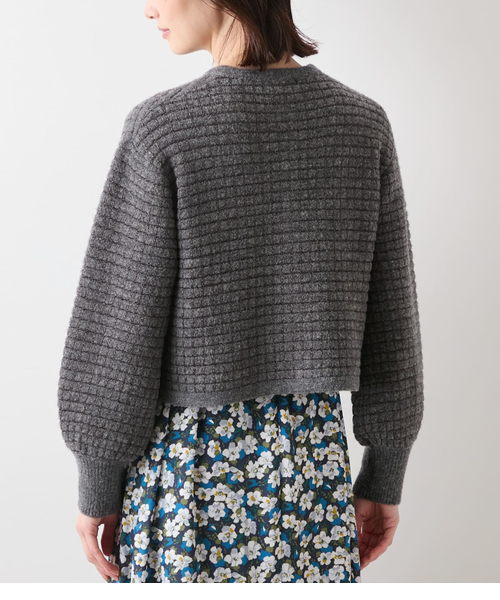 ブークレー格子柄 クルーネックショートカーディガン｜ニューヨーカー