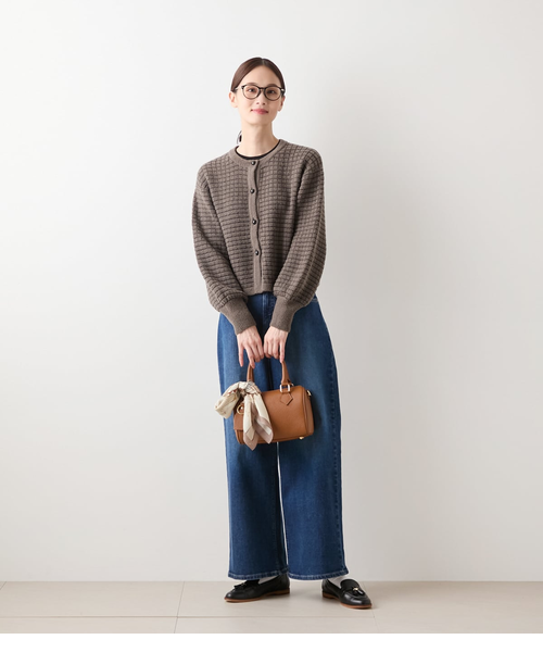 ブークレー格子柄 クルーネックショートカーディガン｜ニューヨーカー