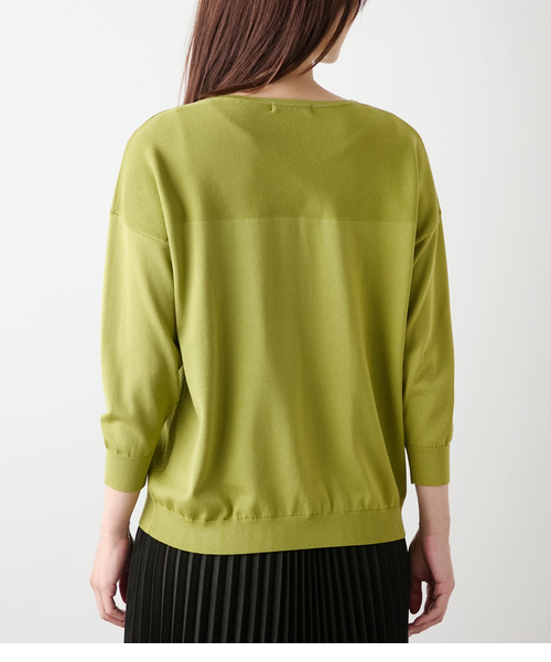 手洗い可能】TCヘリンボーン 7分袖ニットプルオーバー｜ニューヨーカー