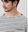 【接触冷感】ボートネックデザイン ボーダーTシャツ