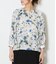ルミナスフラワープリント 8分袖シャーリングブラウス