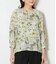 ルミナスフラワープリント 8分袖シャーリングブラウス