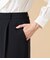【L】【ウォッシャブル】シルキークロス 1タックワイドパンツ（ネイビー）