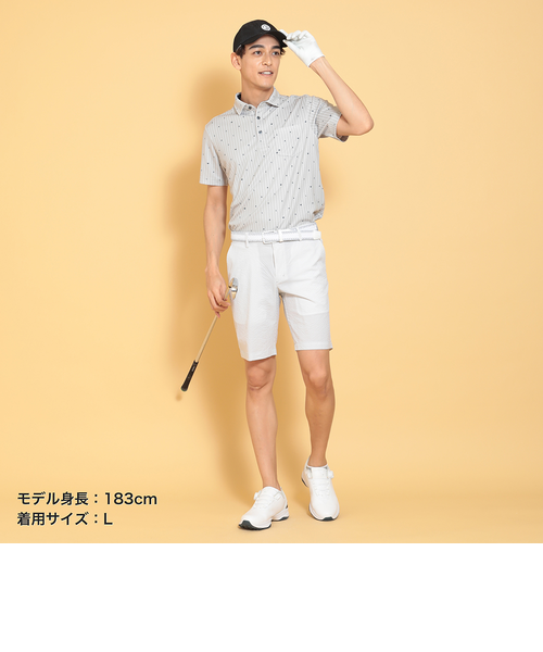 新品 パーリーゲイツ 麻混シアサッカー風 人魚柄 ストレッチショーツ M（W83 新品 パーリーゲイツ 麻混シアサッカー風 人魚柄 ストレッチ