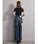 ハイウエストサイドオープンデニムワイドパンツ