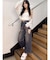 ハイウエストサイドオープンデニムワイドパンツ