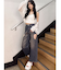 ハイウエストサイドオープンデニムワイドパンツ