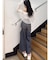 ハイウエストサイドオープンデニムワイドパンツ