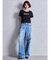ハイウエストGG Stitch Barrel Leg ダメージデニムパンツ