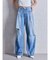 ハイウエストGG Stitch Barrel Leg ダメージデニムパンツ