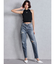 ハイウエストVintage Edge ダメージストレートデニムパンツ