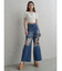ハイウエストThighs cutデザインダメージワイドデニムパンツ