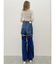 ハイウエストThighs cutデザインダメージワイドデニムパンツ