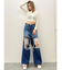 ハイウエストThighs cutデザインダメージワイドデニムパンツ