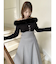 2WAYファーライクネックニットトップス