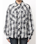 processing checkered print looseシャツ