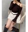 アシメパールチェーンワンショルニット