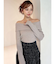 リブニットオフショルトップス