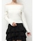 リブニットオフショルトップス
