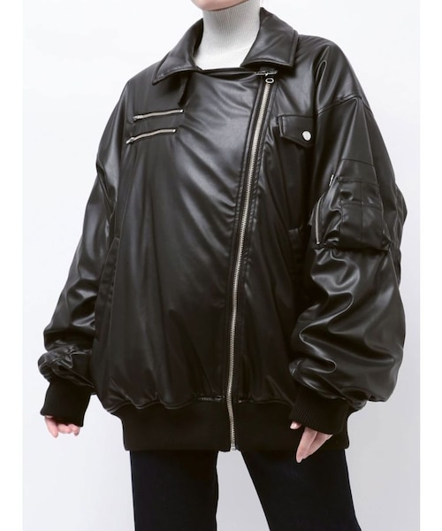 ZOZO限定】フェイクレザーライダースMA-1ジャケット｜マーク