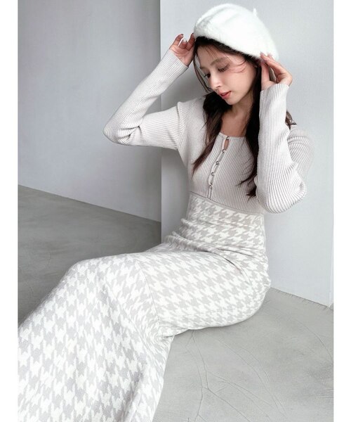 11/3まで9999→値下 ハウンドトゥースマーメイドニットワンピース ハウンドトゥースマーメイドニットワンピース｜マークスタイラー