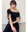 シャーリングクロップドトップス