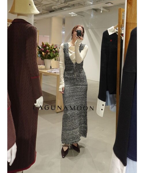 ニットツイードフリンジジャンパースカート｜マークスタイラー