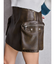 URBAN EDGEフェイクレザーユーティリティースカートライクショートパンツ