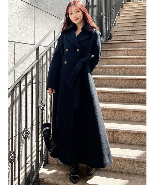 ショートビーバーウールロングコート｜マークスタイラーアウトレットの