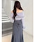 バックレースアップストレッチマーメイドスカート