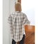 カットオフデザインチェックルーズシャツ