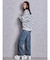 ハイウエストBACK LACE UPストレートデニムパンツ