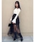 サテンパイピングシアーアシメティアードチュールスカート