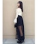 サテンパイピングシアーアシメティアードチュールスカート