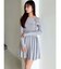 オフショルプリーツニットミニワンピース