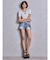 ジャストウエストGYDA bijou sublimation printingデニムショートパンツ