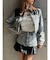【TINY】フェイクレザードッキングデニムZIPショートジャケット