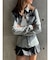【TINY】フェイクレザードッキングデニムZIPショートジャケット