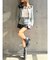 【TINY】フェイクレザードッキングデニムZIPショートジャケット