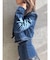【TINY】フェイクレザードッキングデニムZIPショートジャケット