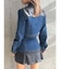 【TINY】フェイクレザードッキングデニムZIPショートジャケット