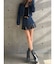 【TINY】フェイクレザードッキングデニムZIPショートジャケット