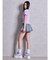 ハイウエストレイヤードプリーツスカートライクデニムショートパンツ