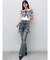 【新色追加】カットアウトリボンデニムパンツ