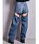 ハイウエストBACK OPEN BARREL LEGデニムパンツ