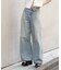 【RAY CASSIN】ウエスト折り返しワイドデニムパンツ