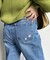 後ろ刺繍カットオフデニムパンツ